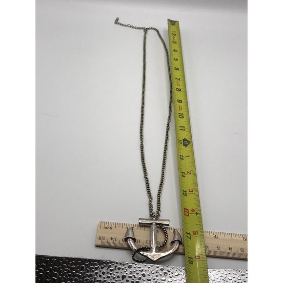Anchor Nautical Ocean Sailing silver tone pendant chain necklace - Picture 3 of 6